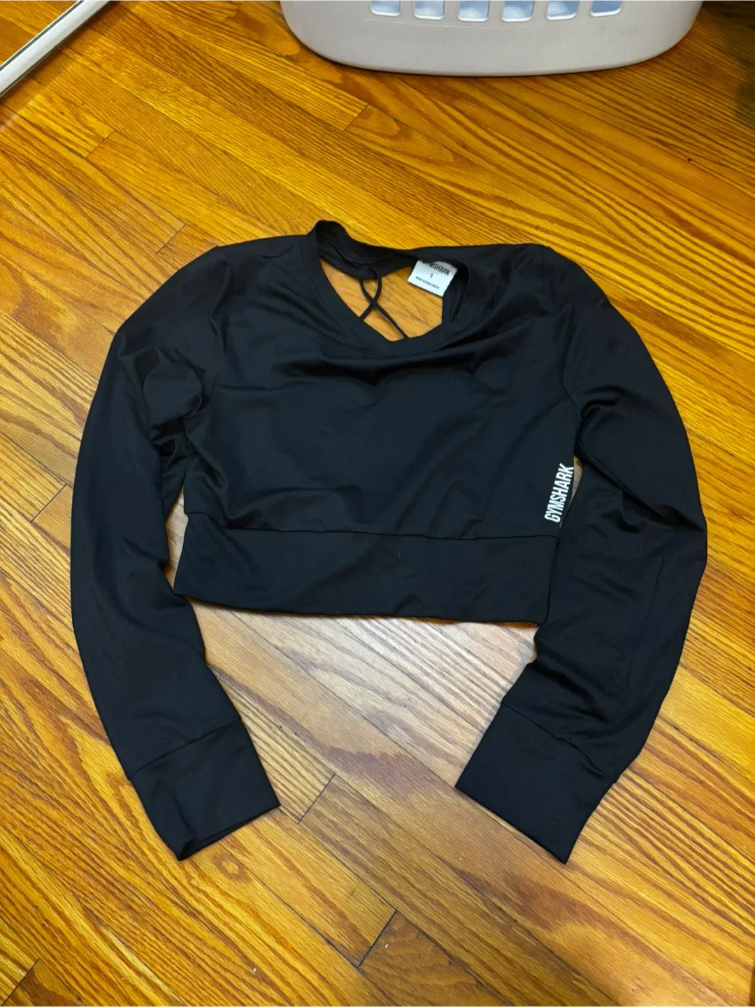 Gymshark Black Long Sleeve Crop Top - Size Small