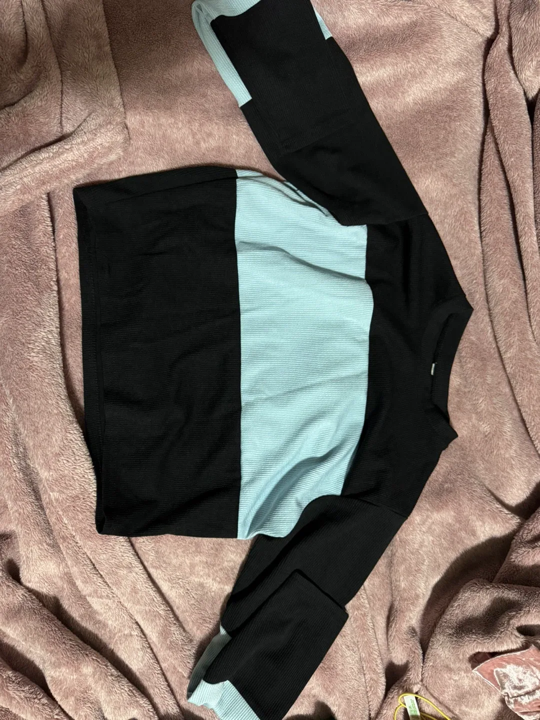 Black & Light Blue Colour Block Top