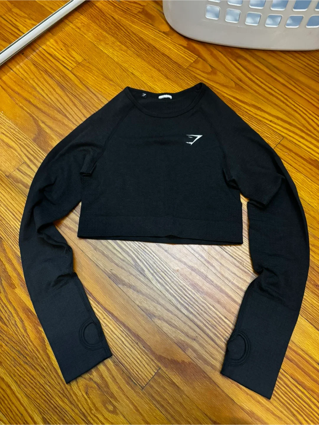 Gymshark Black/Grey Long Sleeve Crop Top - Size S