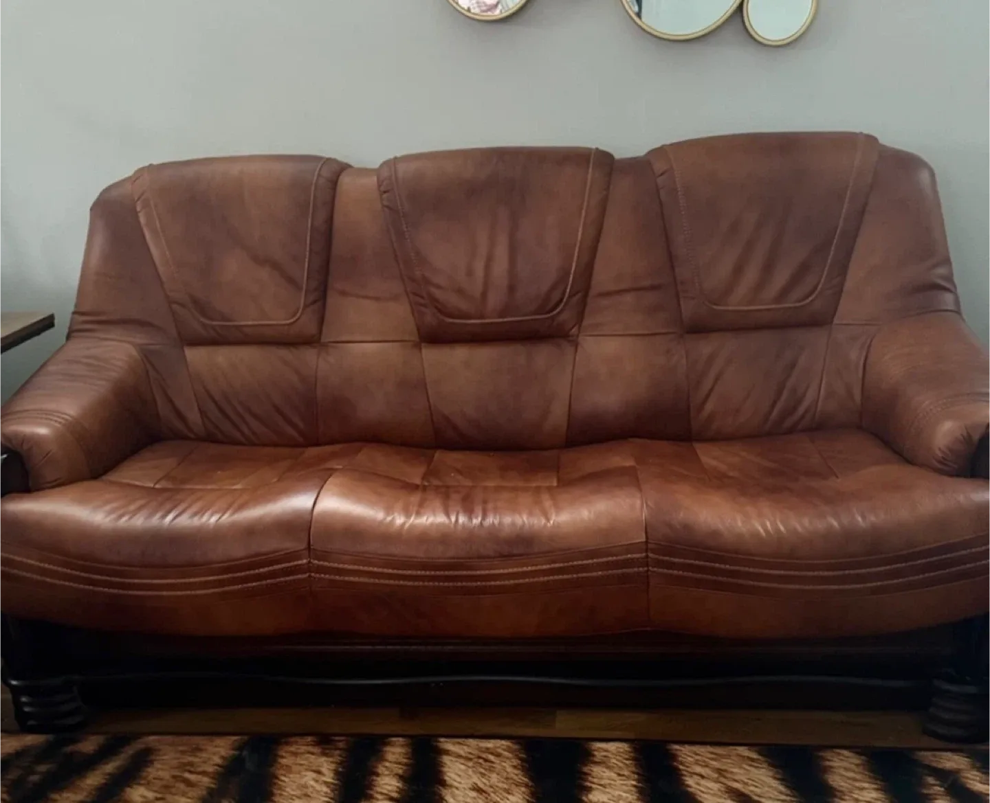2 -piece set Brown Leather Sofa & loveseat