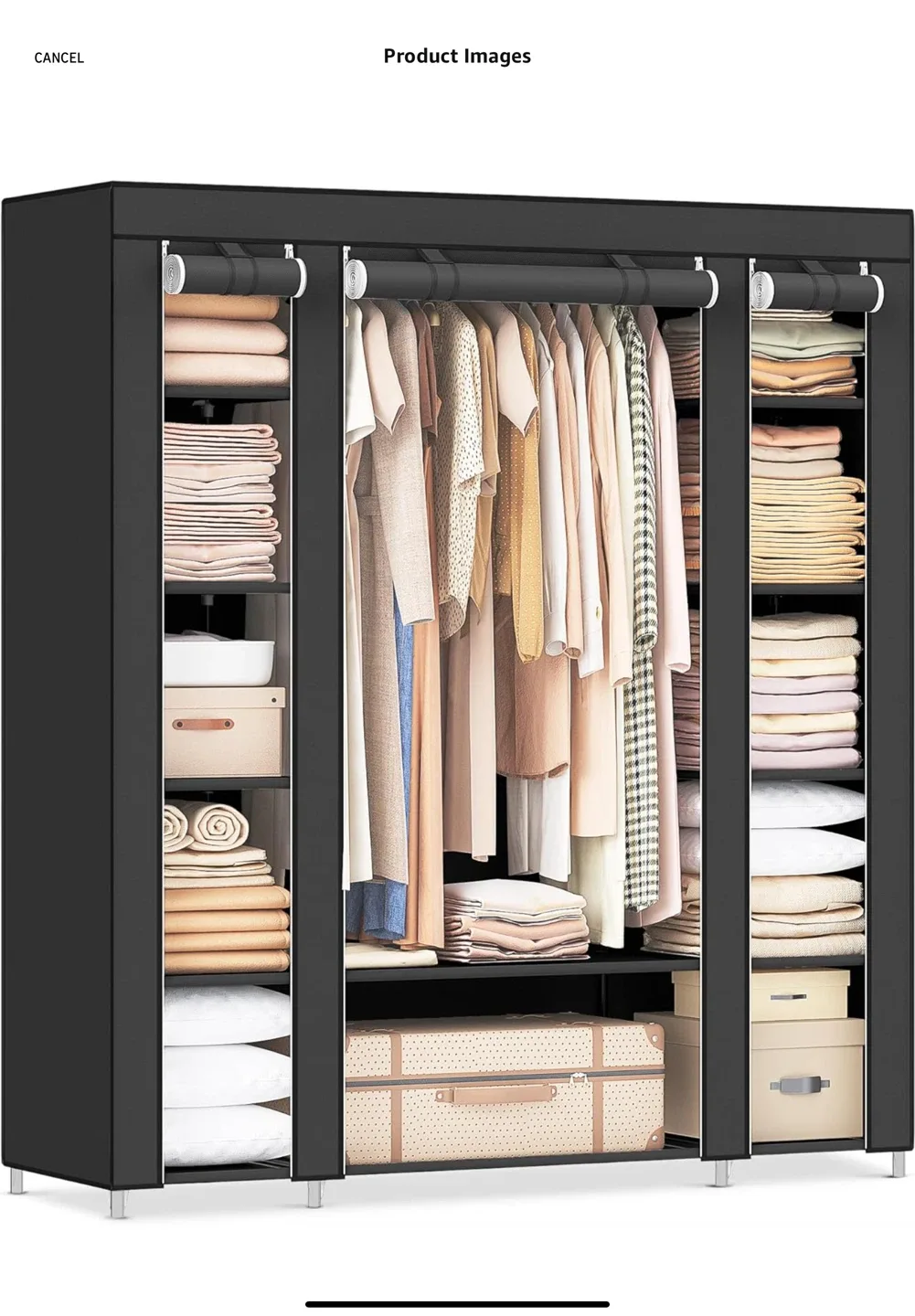 Portable Wardrobe Closet Organizer with Shelves
