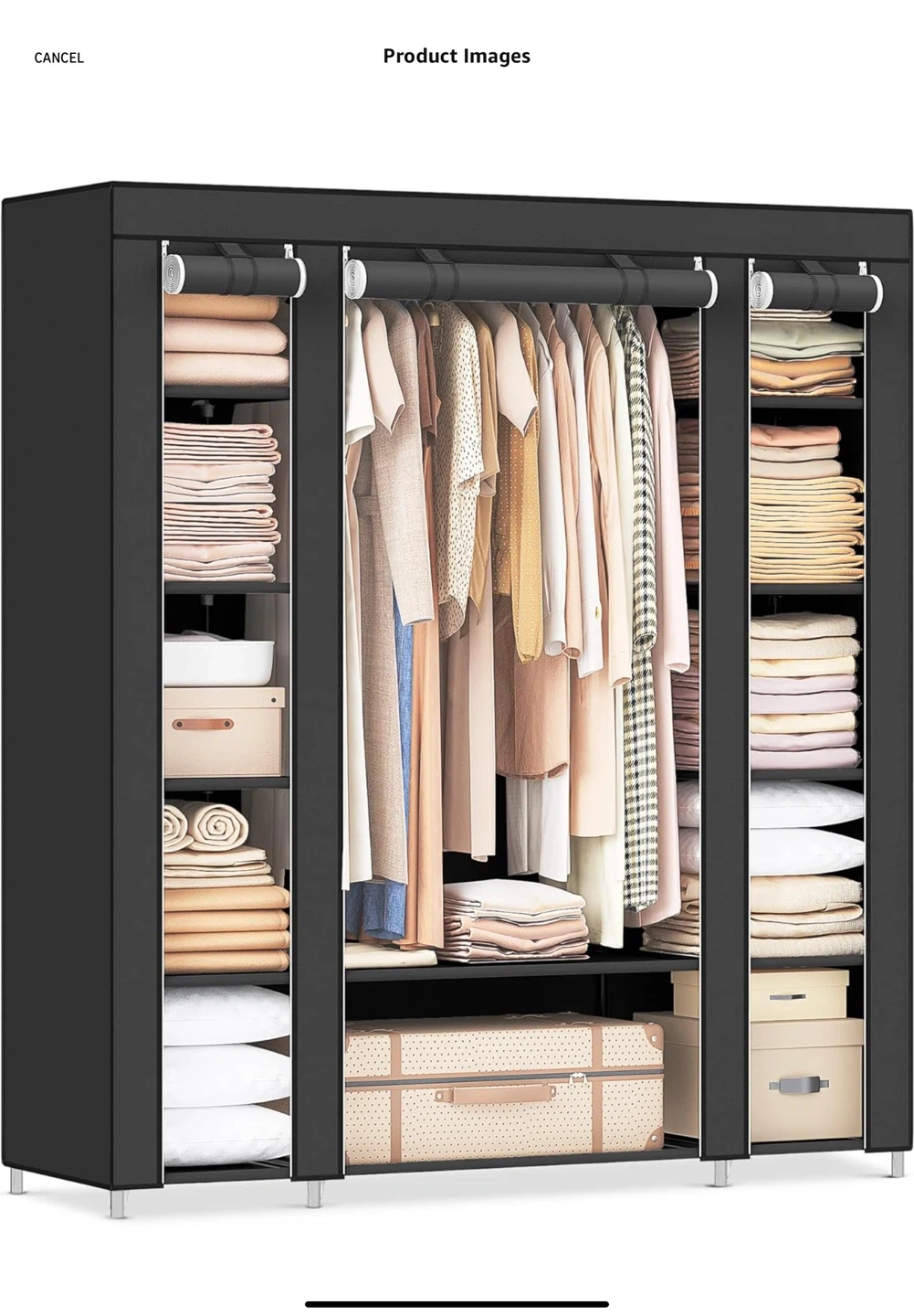 Portable Wardrobe Closet Organizer with Shelves