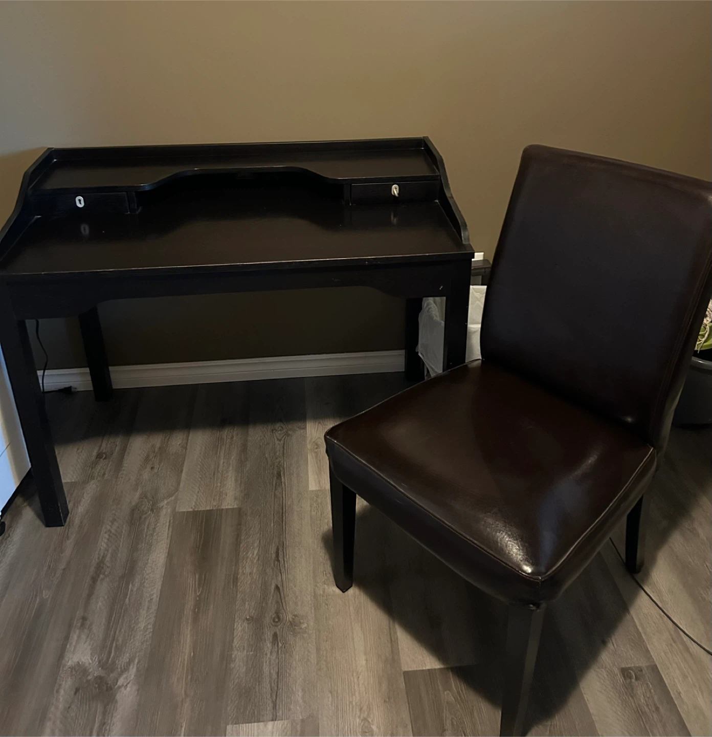 Dark Wood Desk & Chair Set
