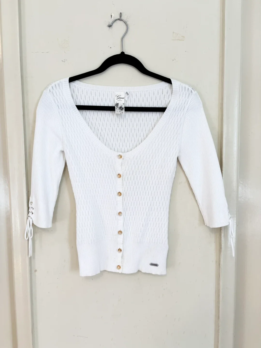 Guess White Knit Cardigan - Size M