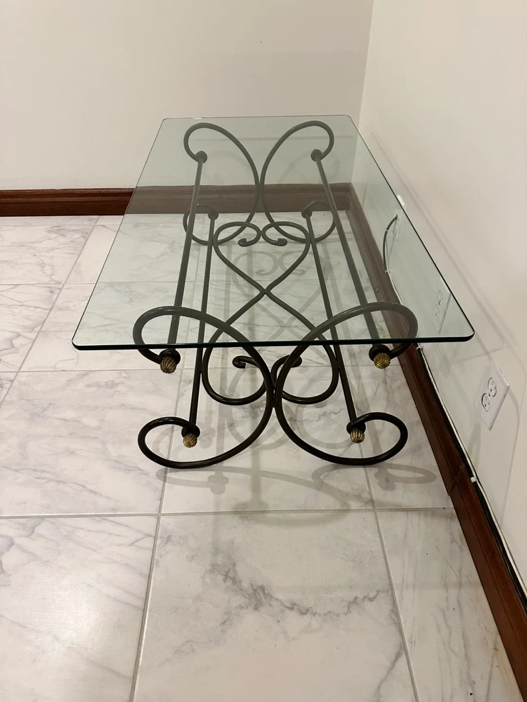 Glass Top Coffee Table with Metal Base