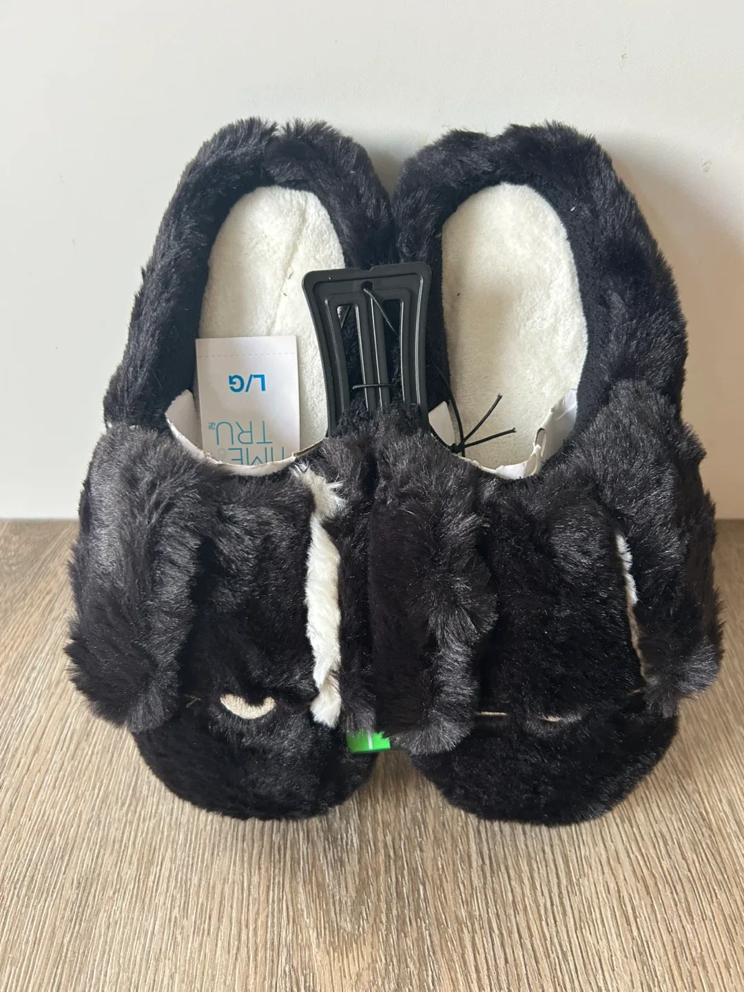 Time and Tru Black Bunny slippers size L(9-10)
