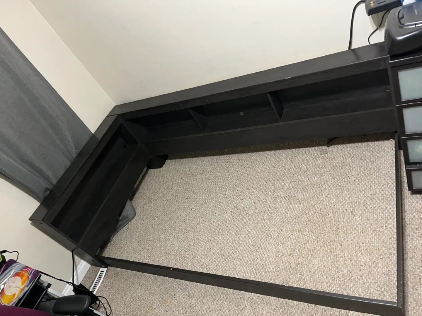 Dark Brown single/twin Bed Frame with Storage