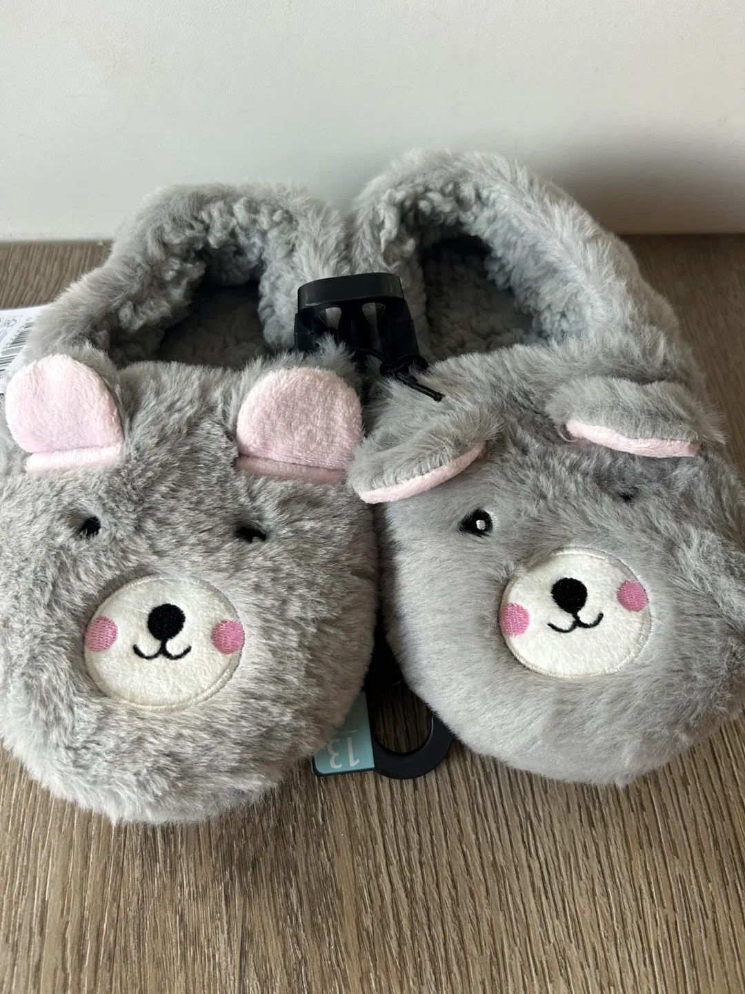 George girls Grey Bear Slippers - Size 13-1