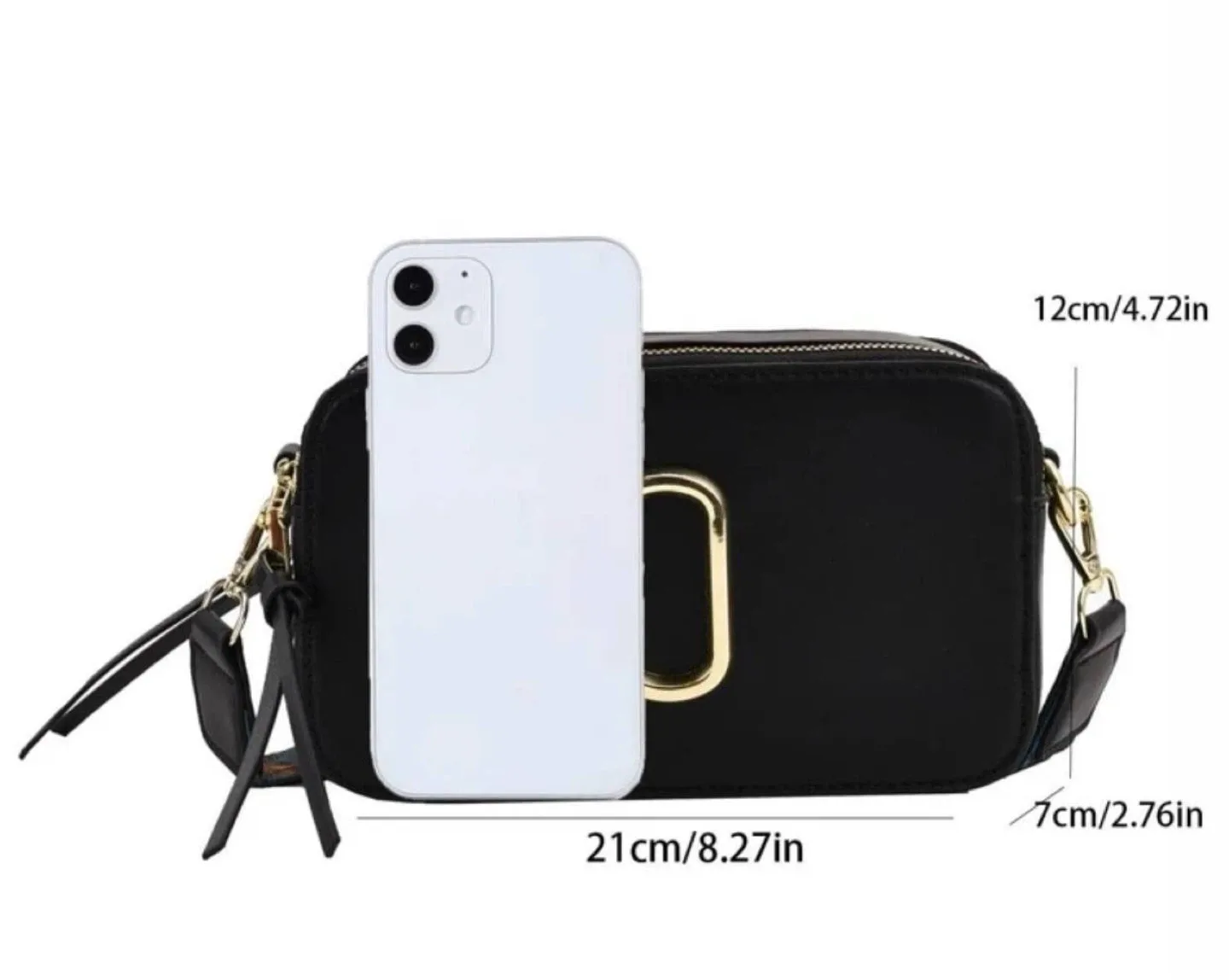 Black Bag with Patterned Strap image indicator(5)