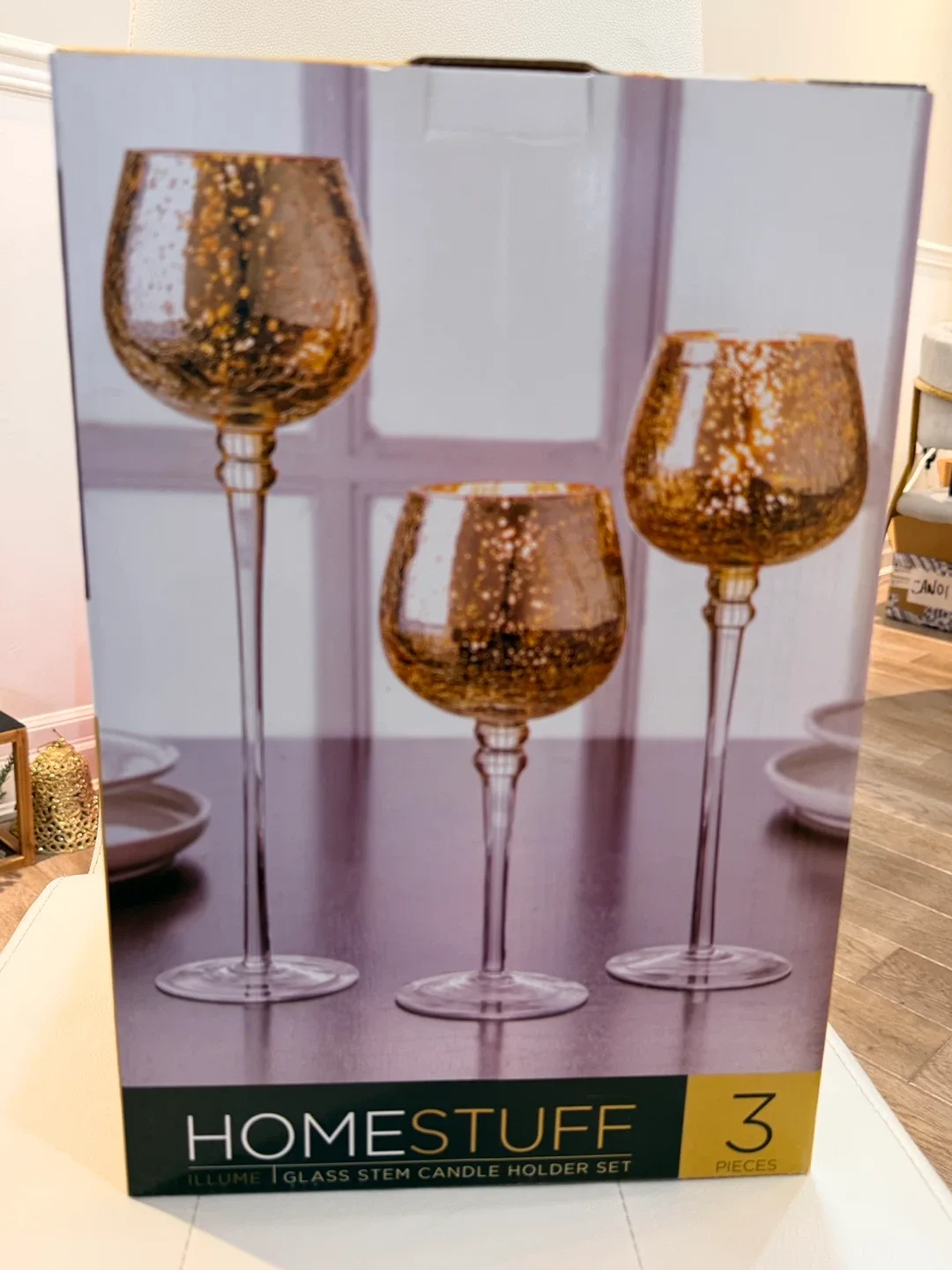 Holiday Gift- Illume Glass Stem Candle Holder Set - 2 boxes image indicator(2)