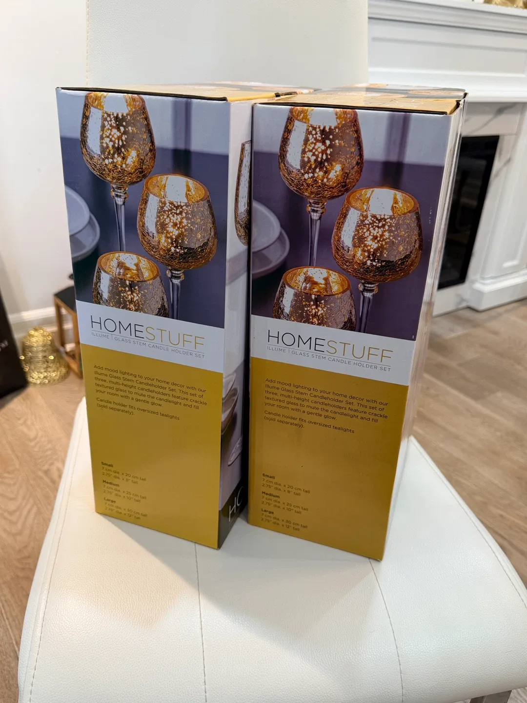 Holiday Gift- Illume Glass Stem Candle Holder Set - 2 boxes