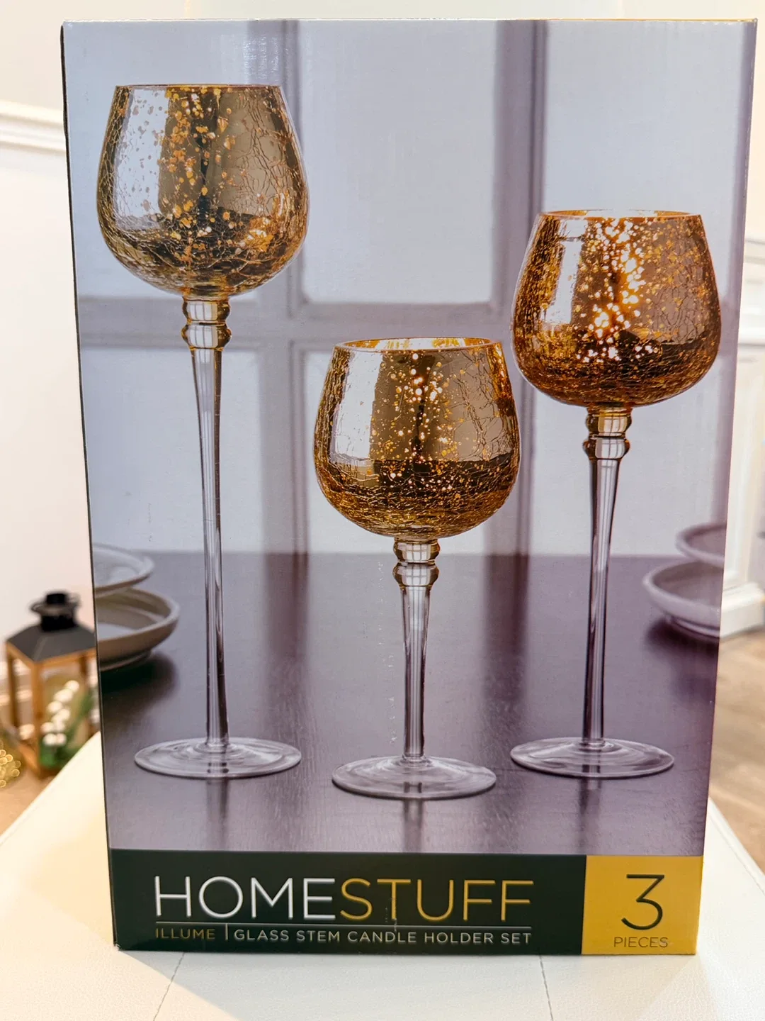 Holiday Gift- Illume Glass Stem Candle Holder Set - 2 boxes image indicator(4)