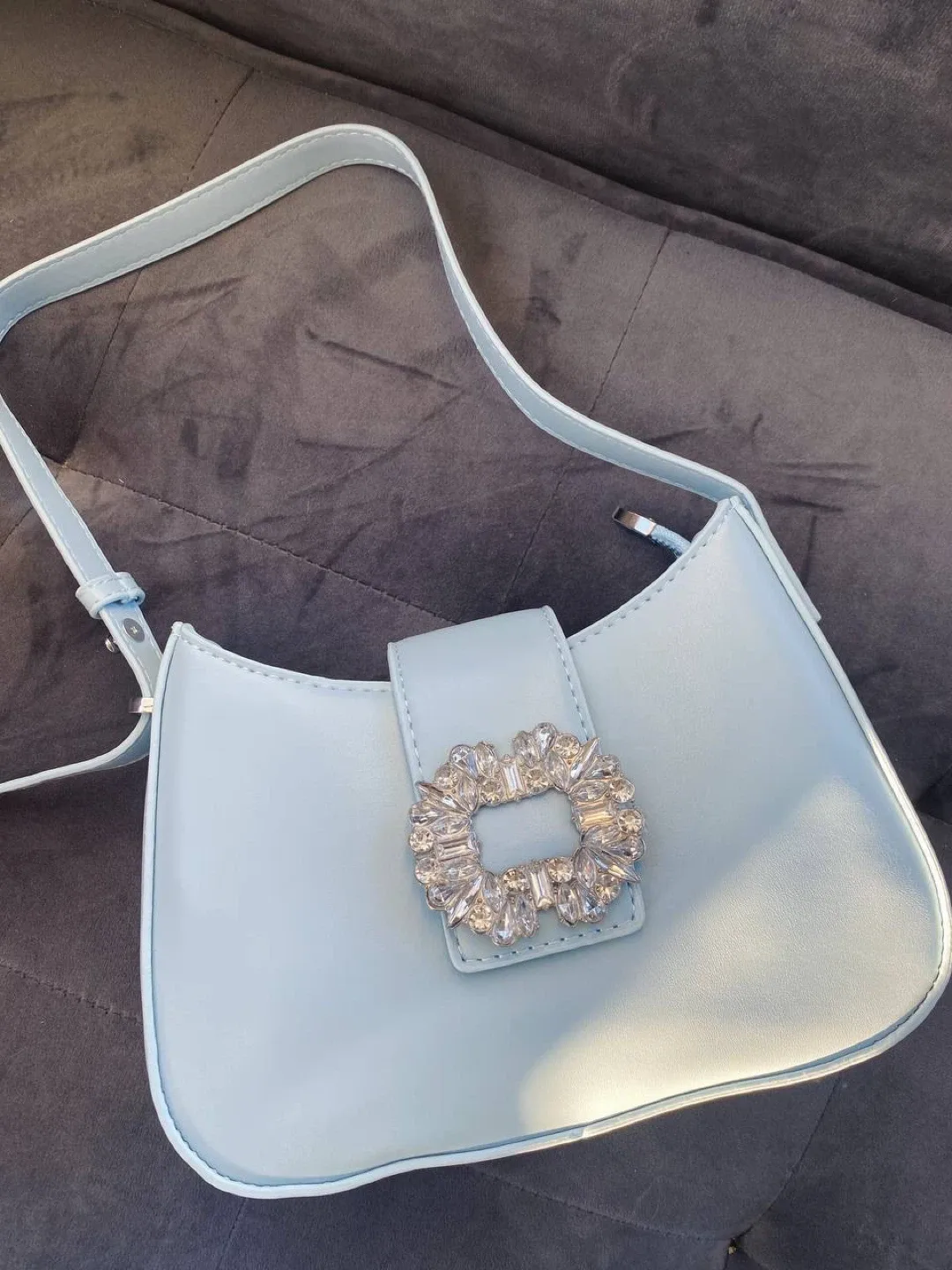 Light Blue Crystal Buckle Shoulder Bag image indicator(3)