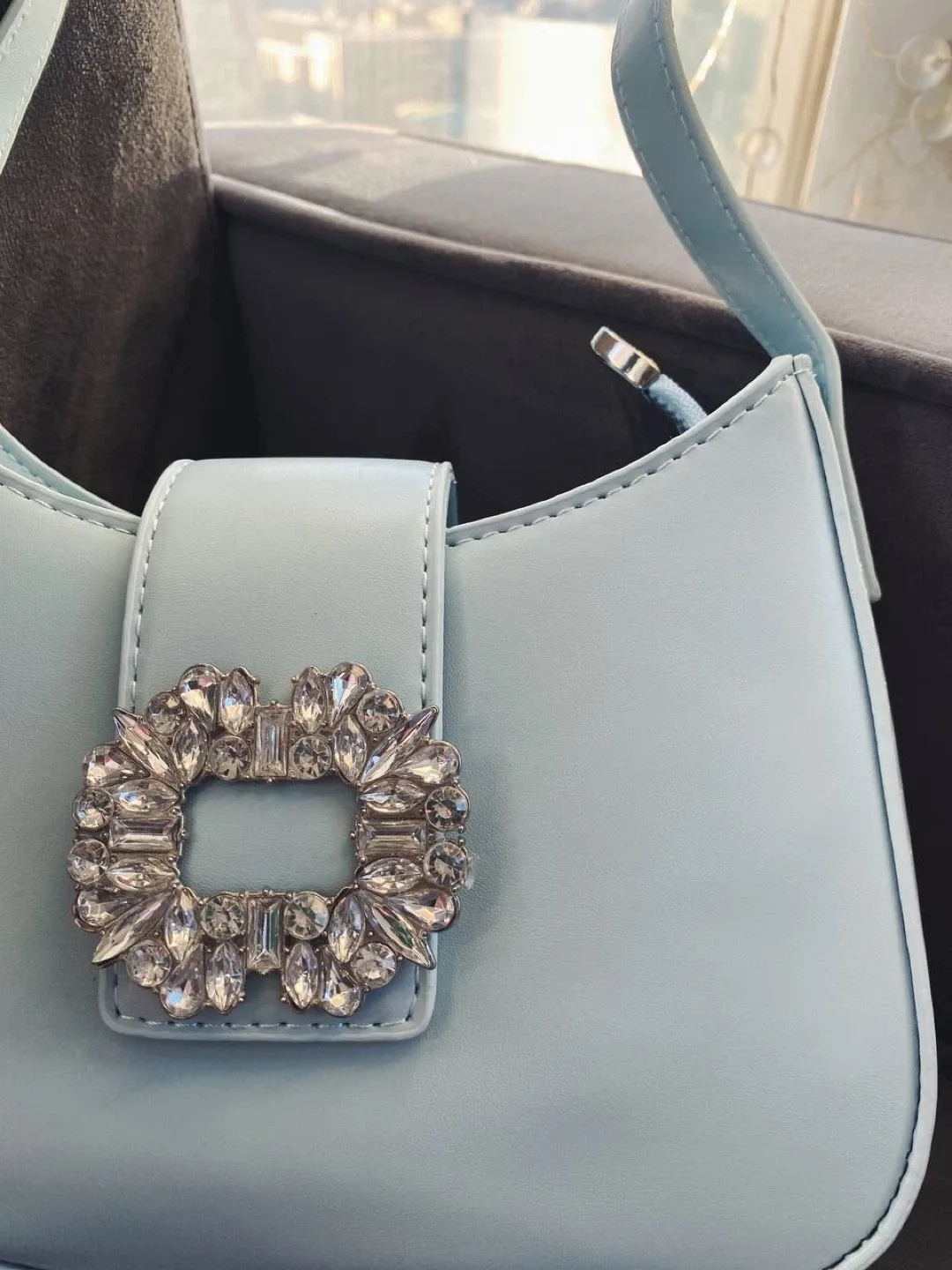 Light Blue Crystal Buckle Shoulder Bag image indicator(4)