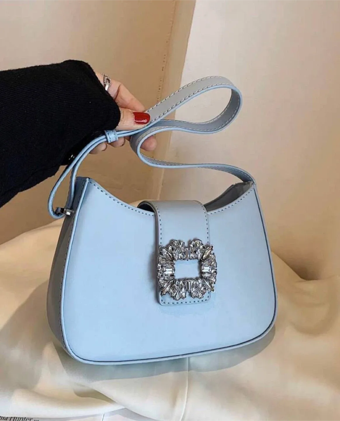 Light Blue Crystal Buckle Shoulder Bag image indicator(5)