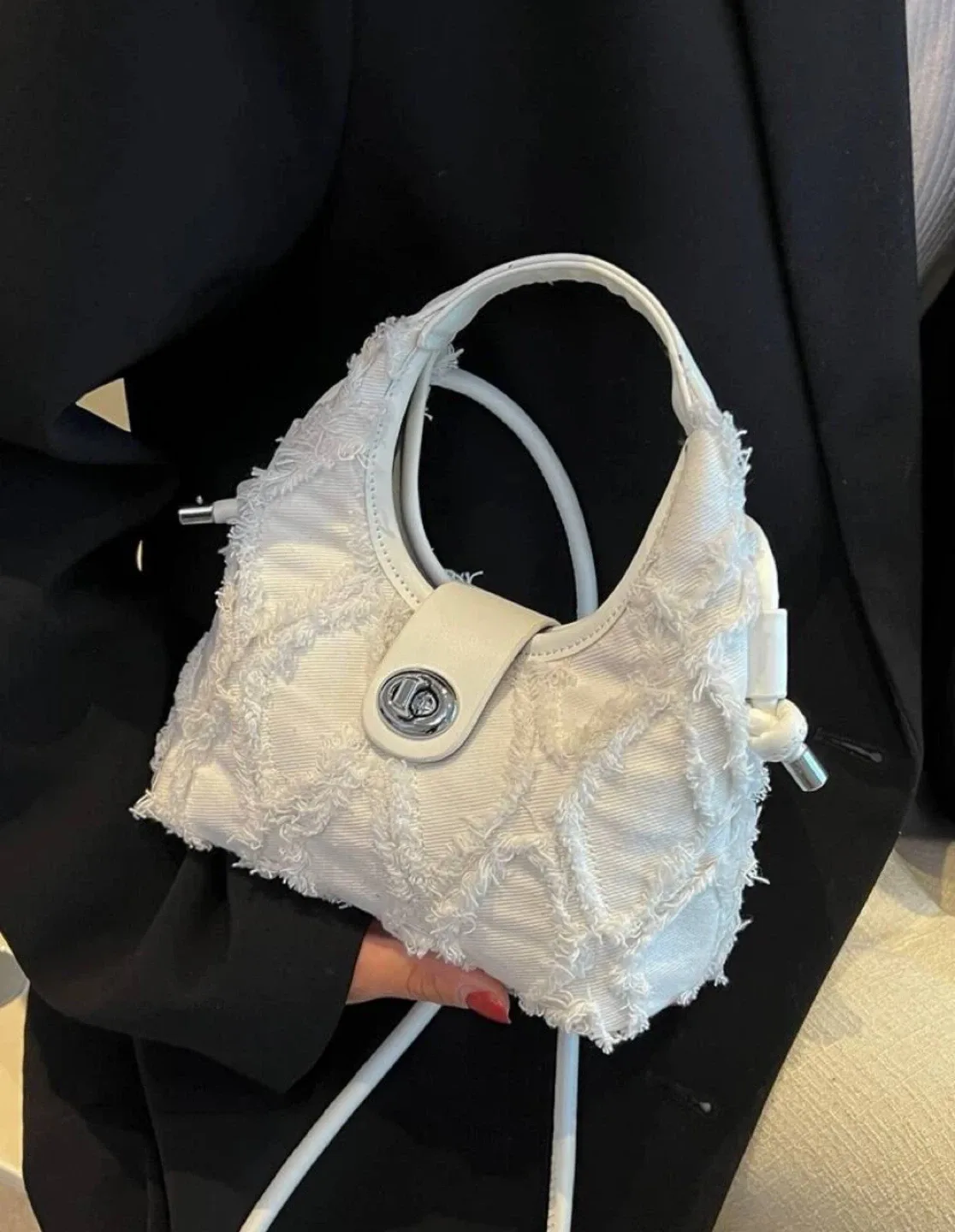 White Denim Handbag