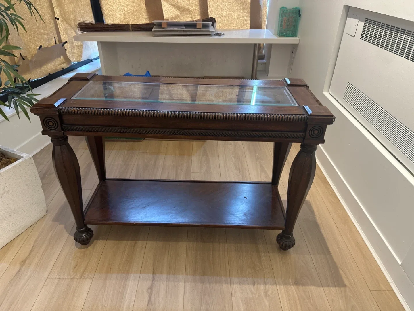 Antique Style Dark Wood Coffee Table