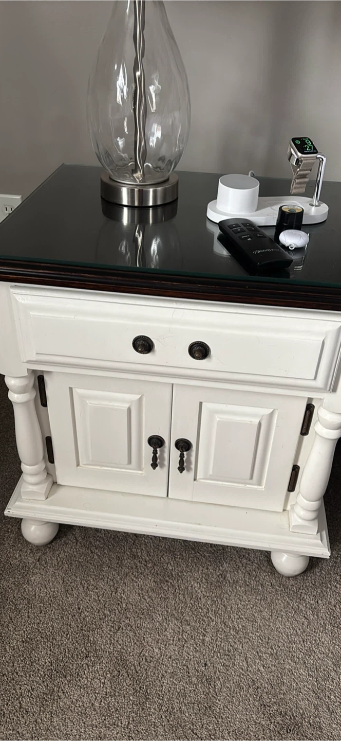 White Nightstands with Glass Top - photo 2