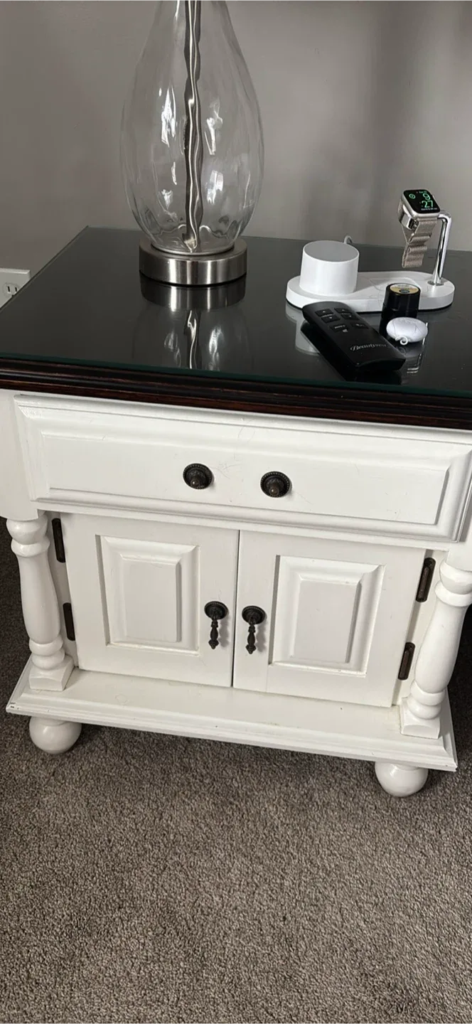 White Nightstands with Glass Top image indicator(2)