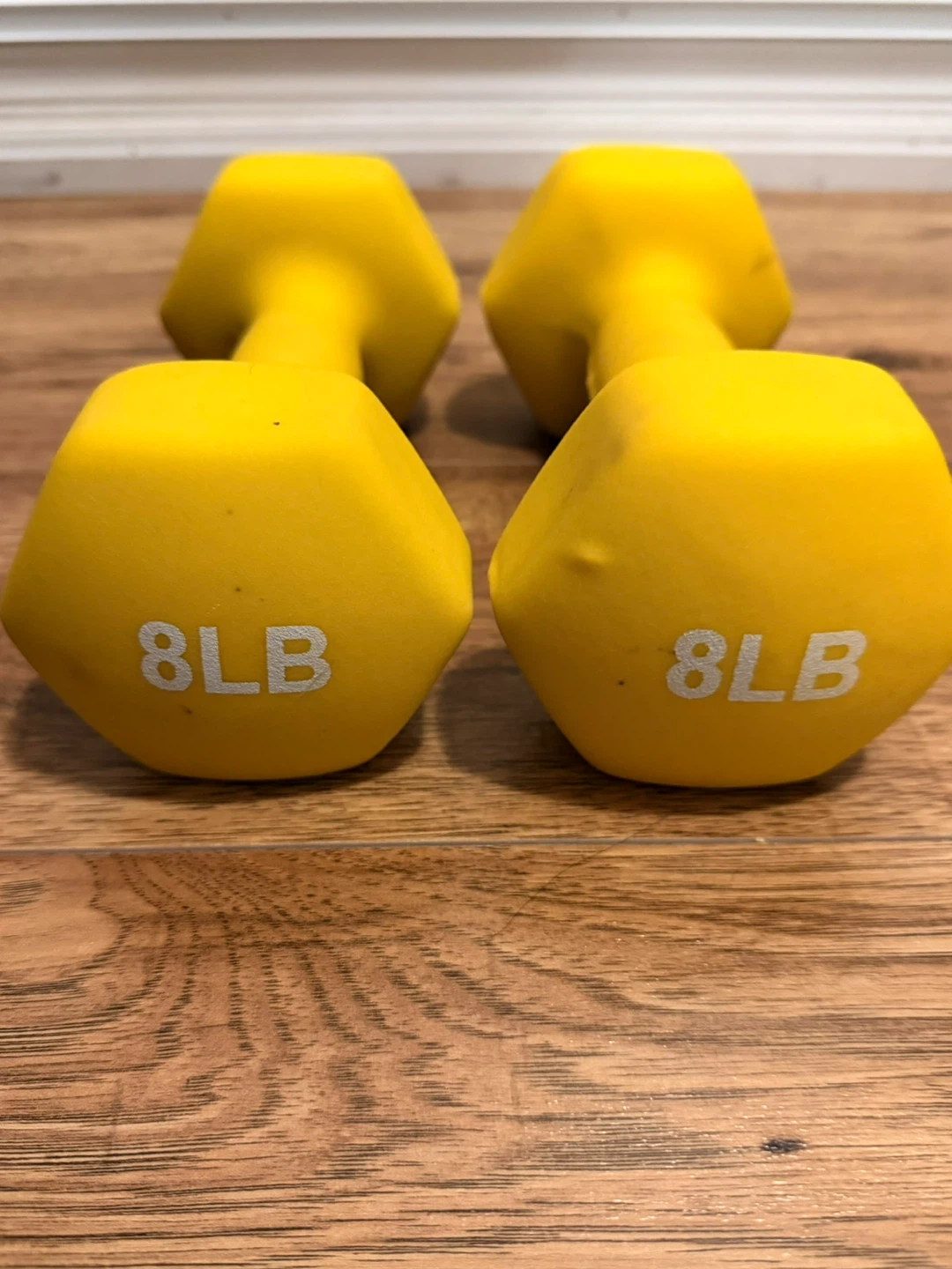 Pair of Yellow 8LB Dumbbells