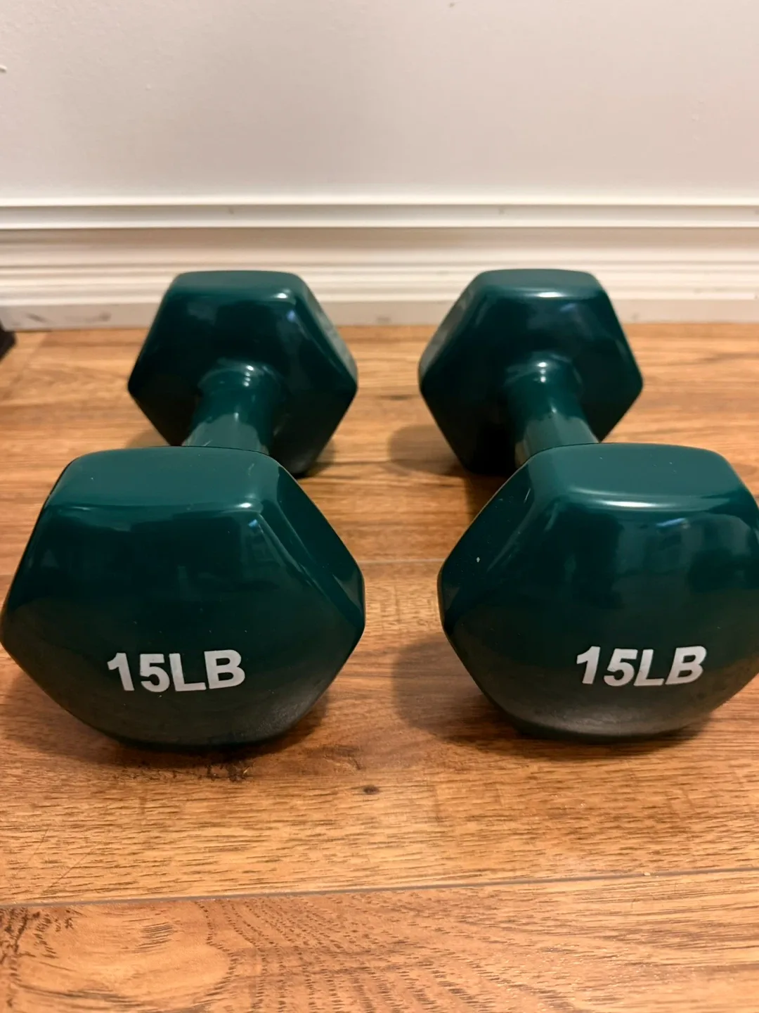 Pair of 15LB Green Dumbbells