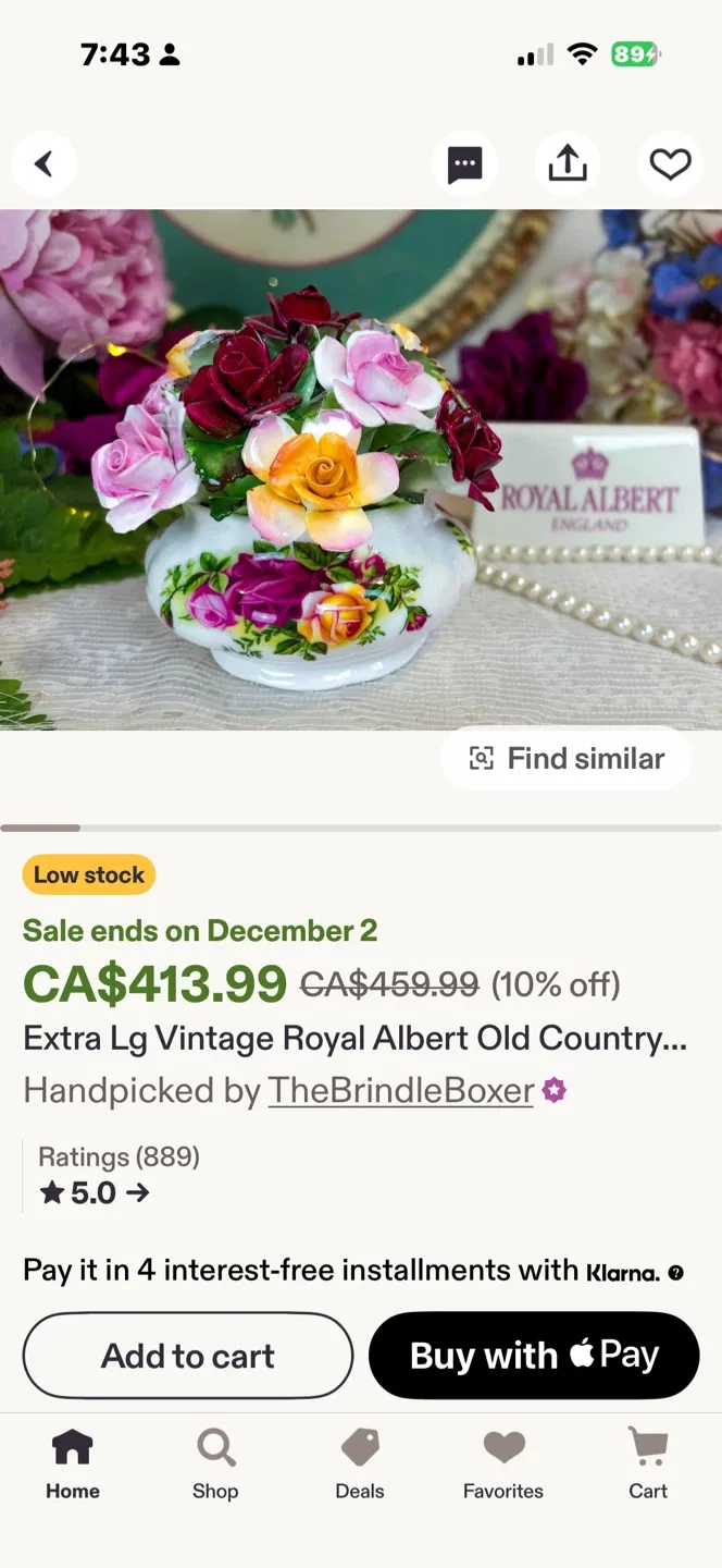 Vintage Rare Pristine Royal Albert Roses Figurine image indicator(8)