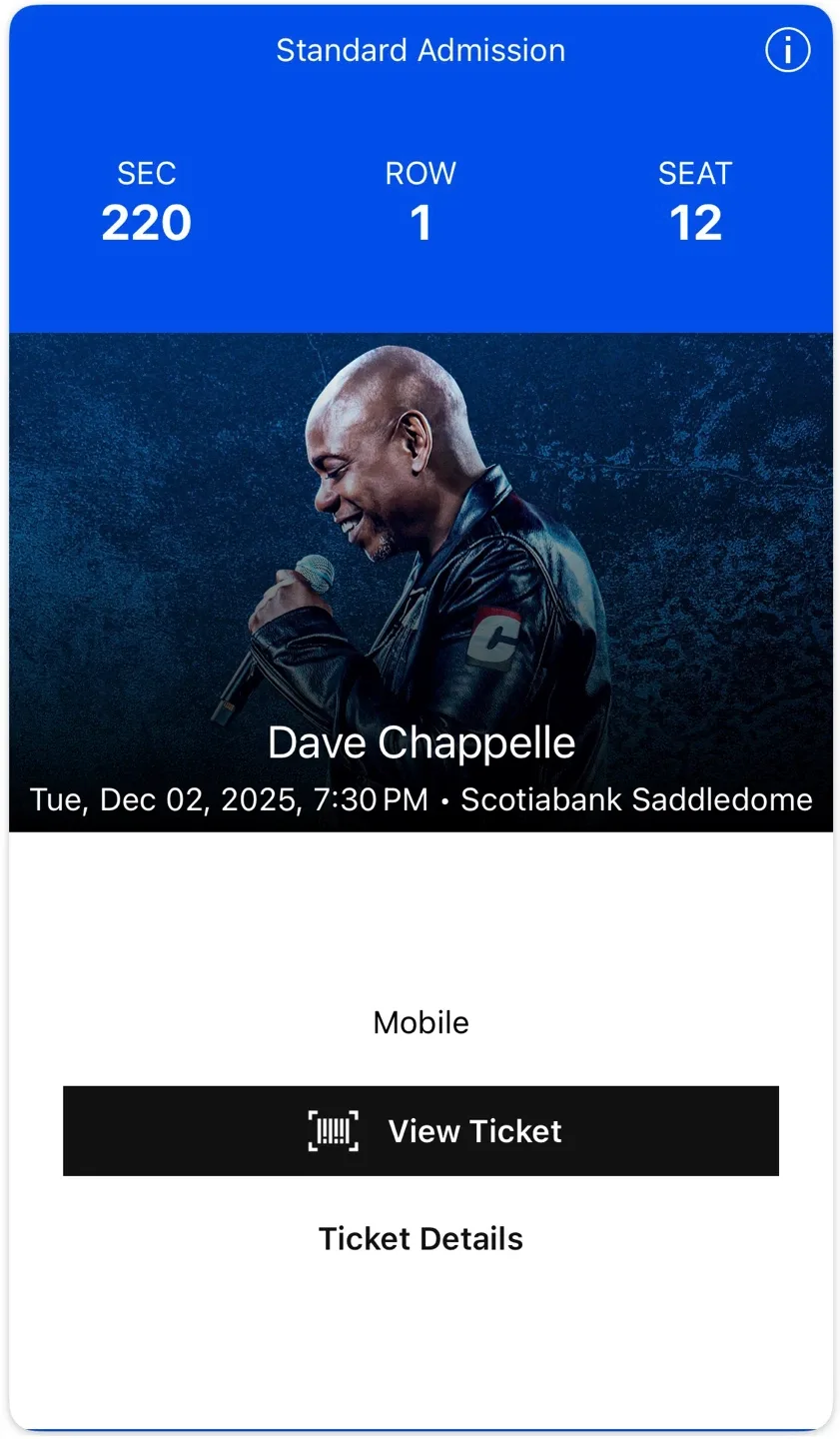Dave Chappelle Ticket - Dec 02, 2025