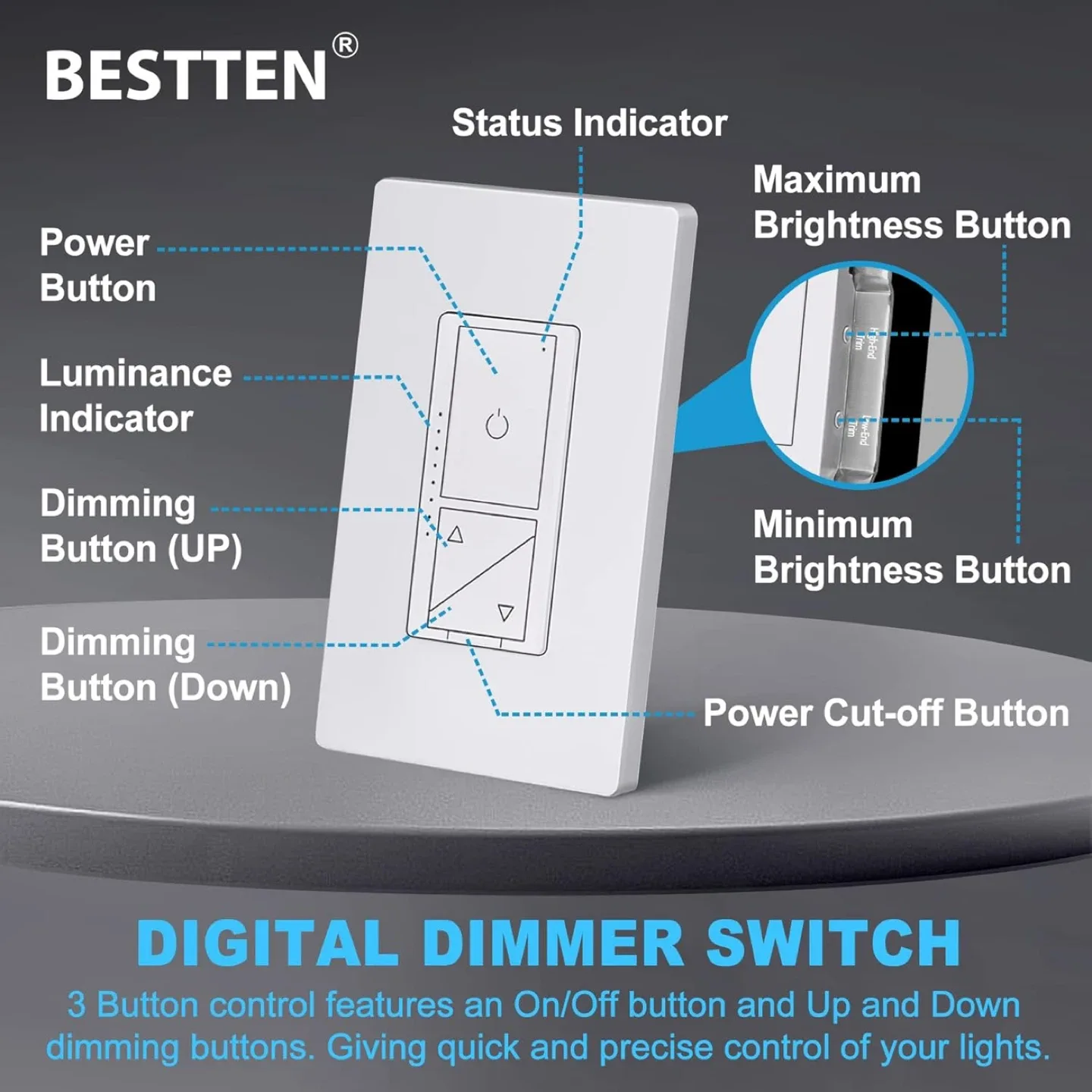BESTTEN Digital Dimmer Switch - New! image indicator(3)
