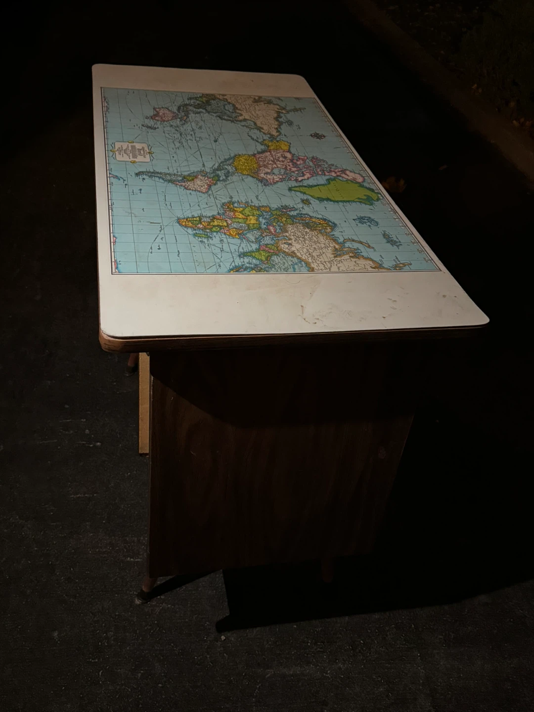 wooden World Map Desk with two cabinets and to drawers - photo 2