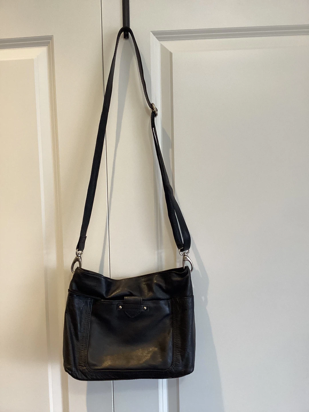 BLACK LEATHER SHOULDER/CROSSBODY BAG - photo 3