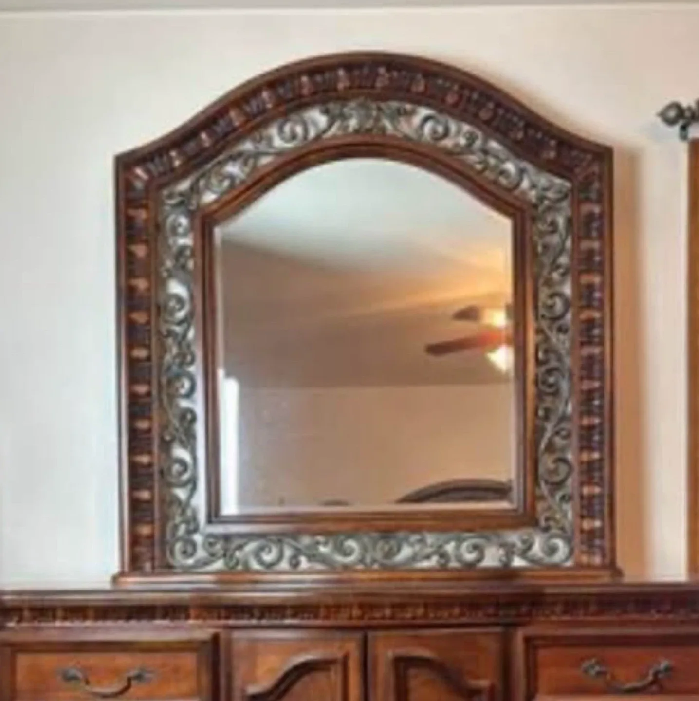Ornate Wood Dresser with Mirror