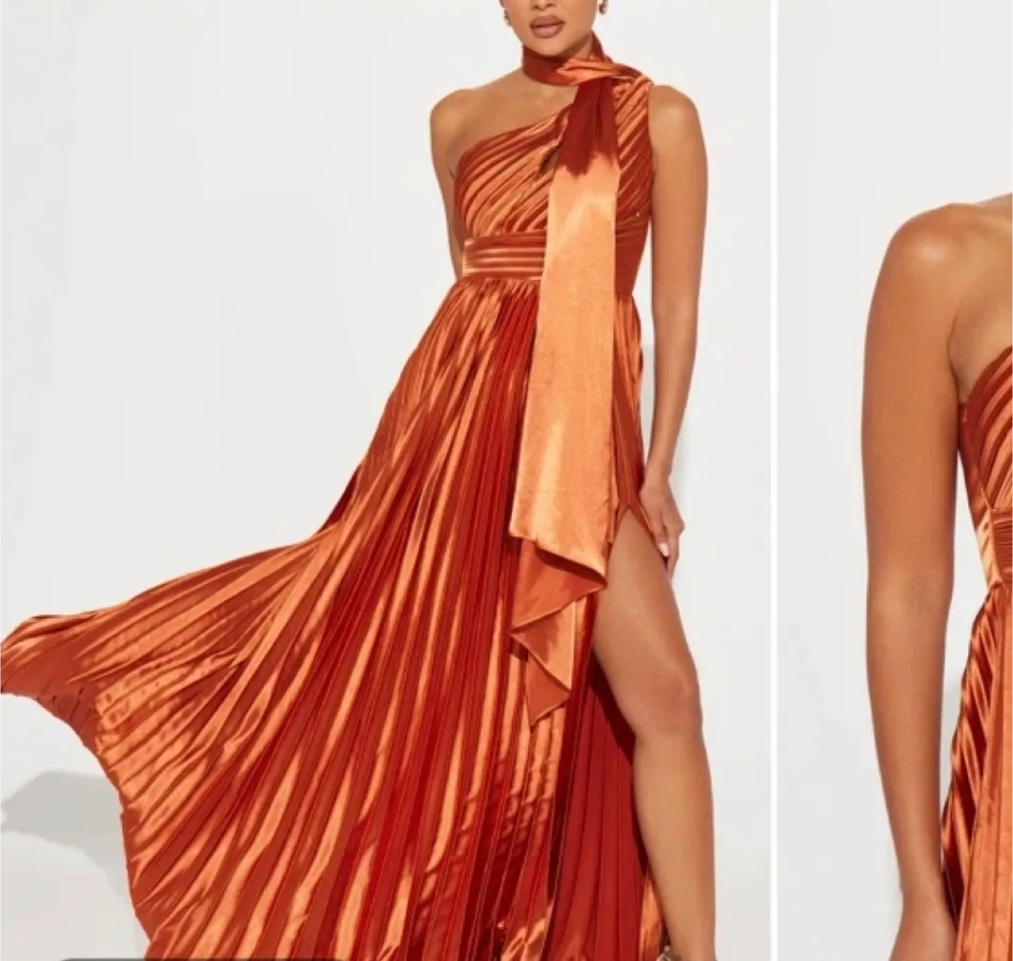 Fashion Nova Satin Gown - Cognac color, size 3x