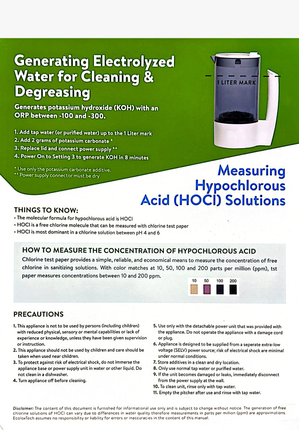 Eco One Electrolyzed Water Cleaning System - photo 2