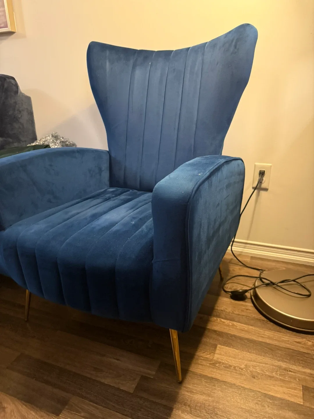 Blue Velvet Accent Chair image indicator(3)