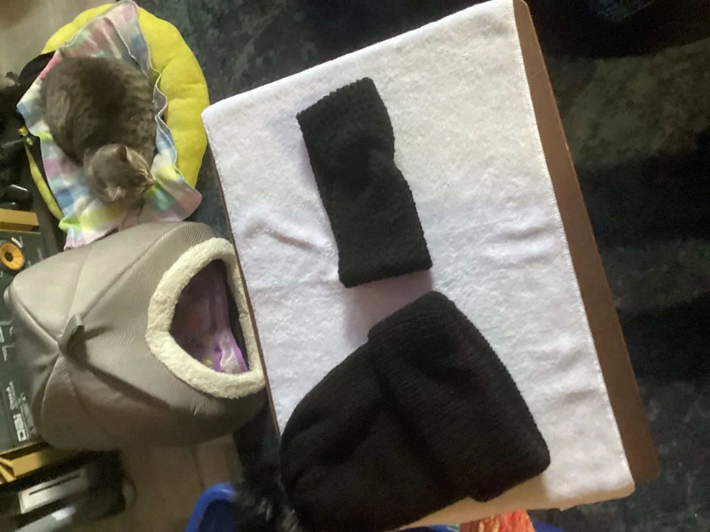 Black Knit Hat and Headband Set