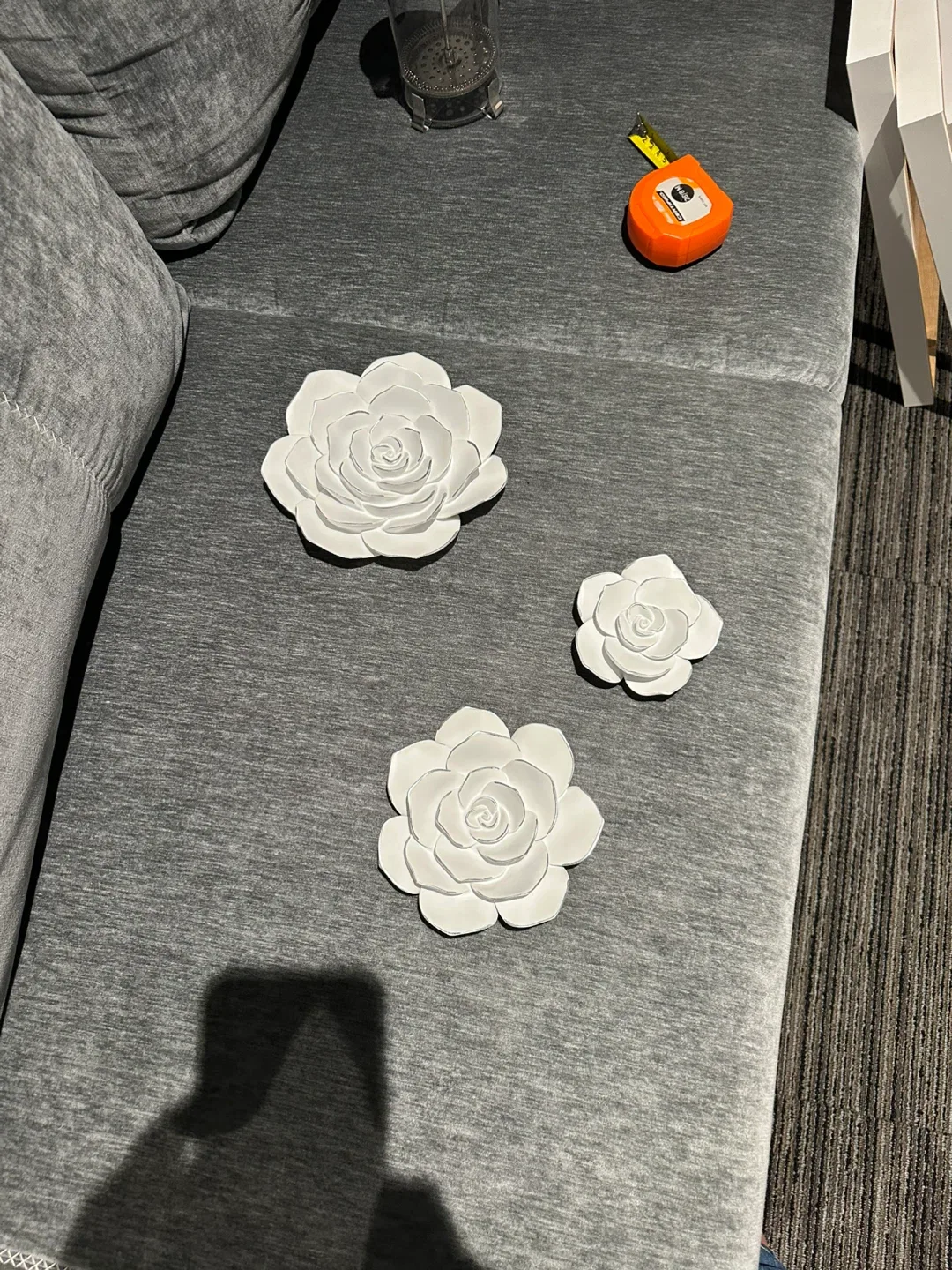 White Decorative Flower Wall Art (Set of 3)