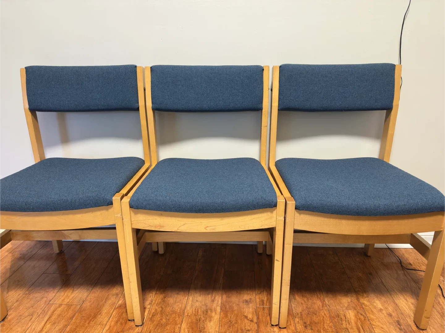 Set of 3 Blue Upholstered Wooden Chairs image indicator(3)