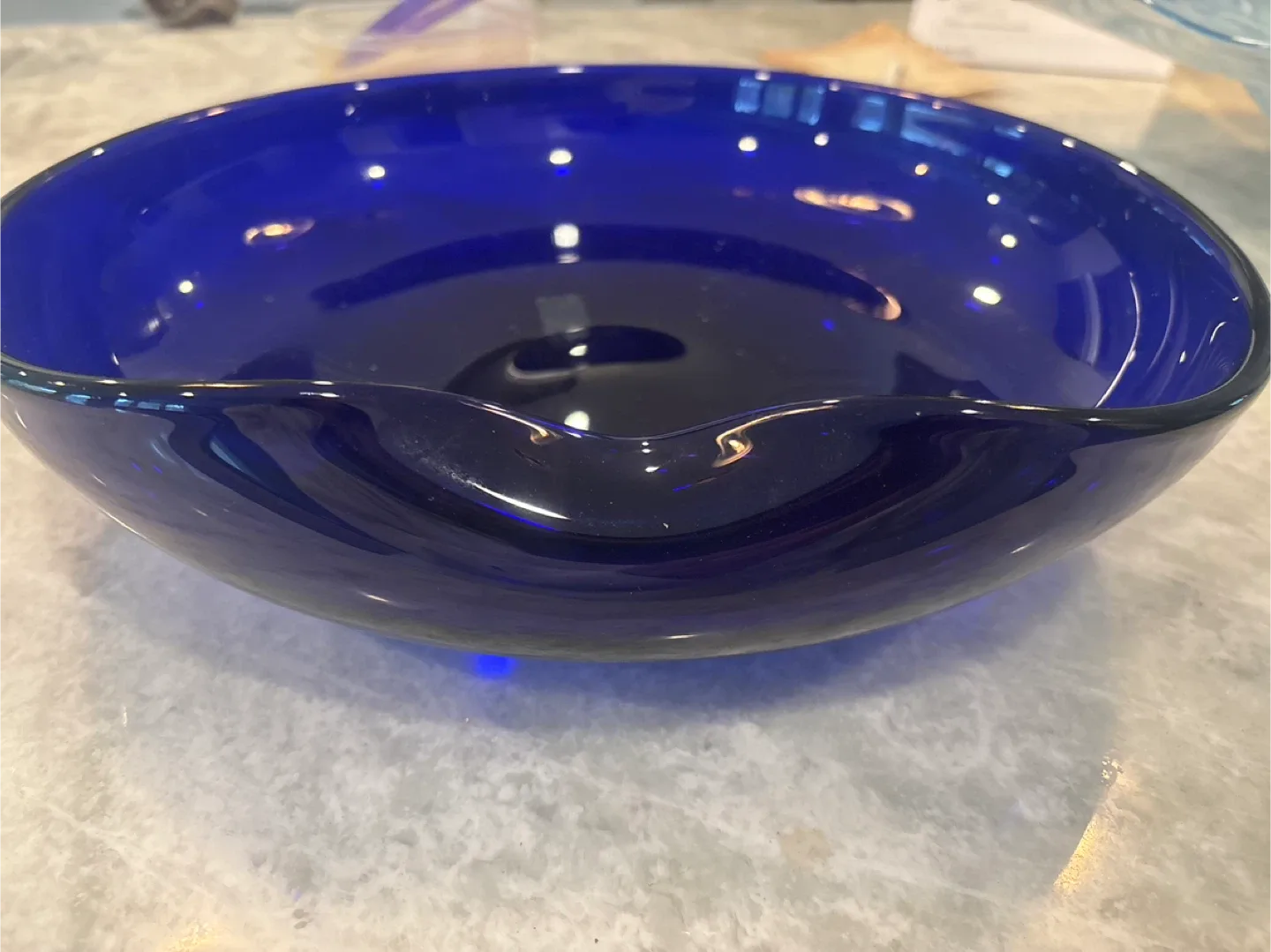 Tiffany and Co. Blue Glass Serving Bowl image indicator(2)