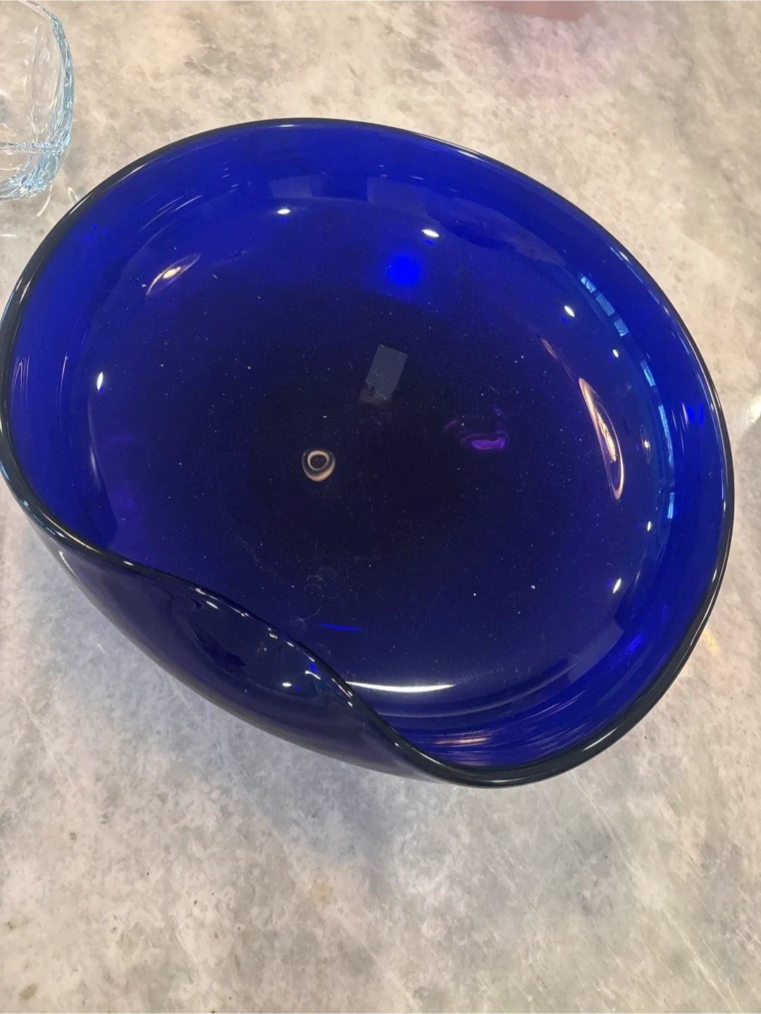 Tiffany and Co. Blue Glass Serving Bowl