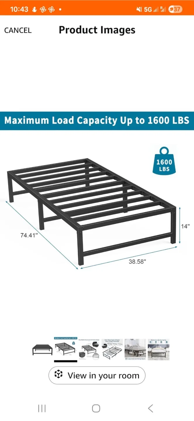 Metal Bed Frame with Under-bed Storage