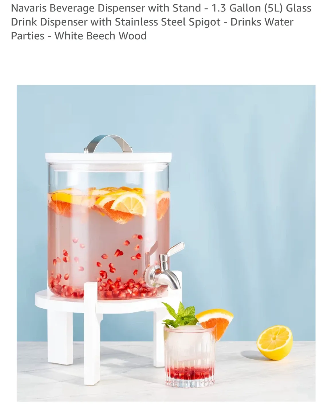 Navaris 1.3 Gallon Beverage Dispenser with Stand