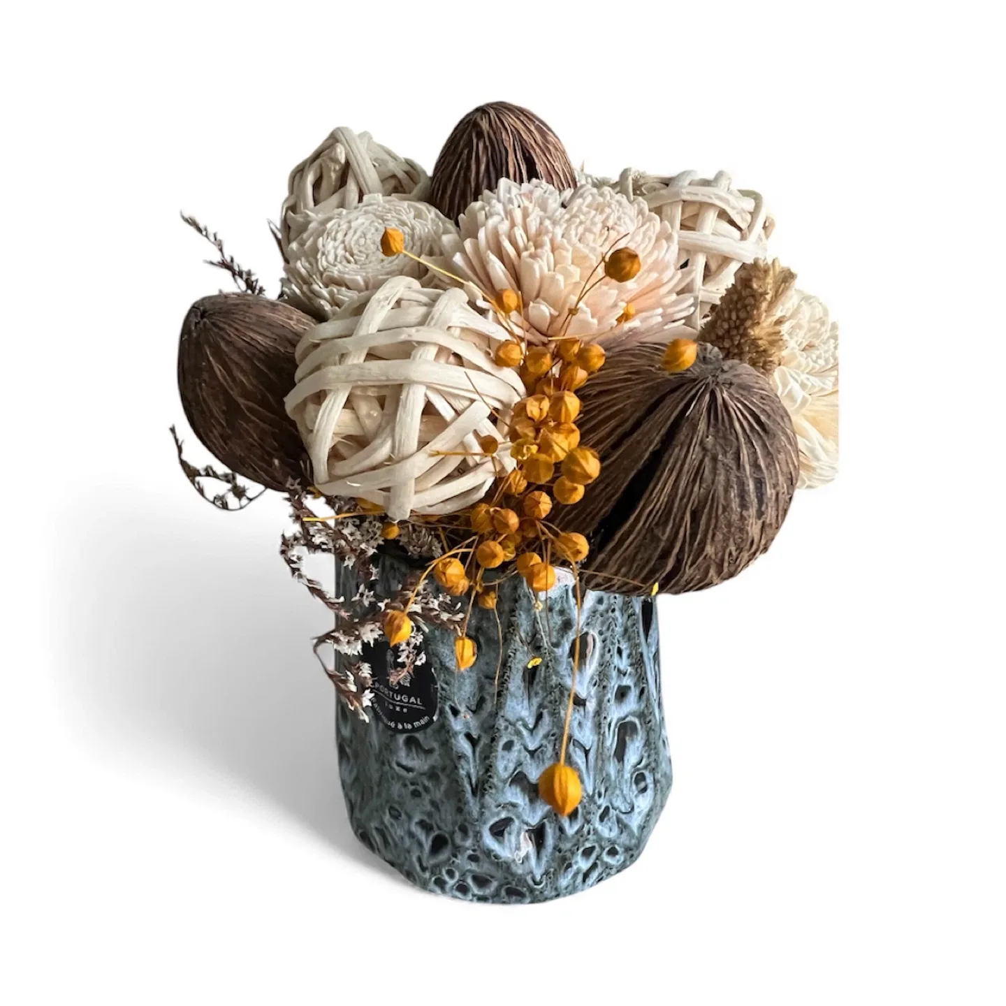 Portugal Handmade Vase with Dried Floral Arrangement