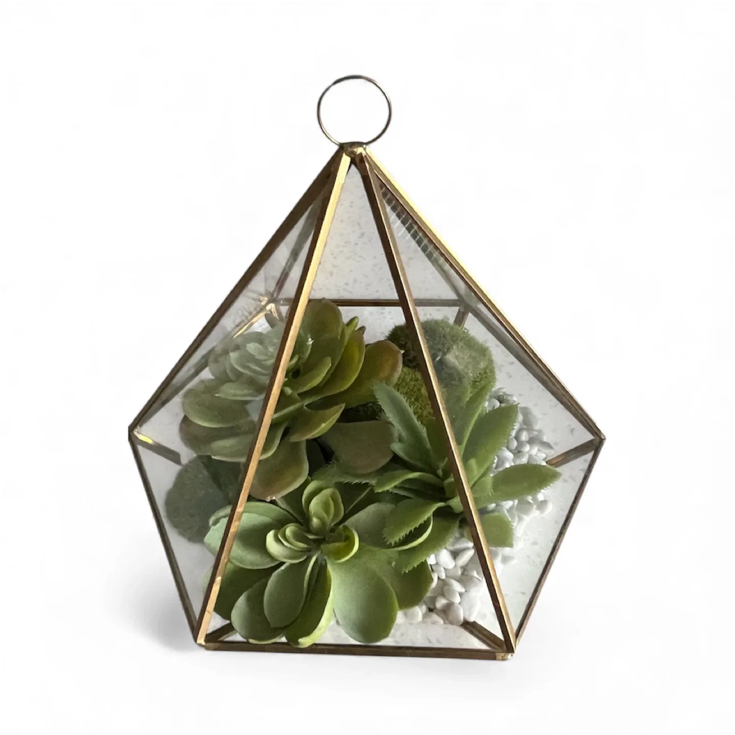 Geometric Terrarium with Faux Succulents