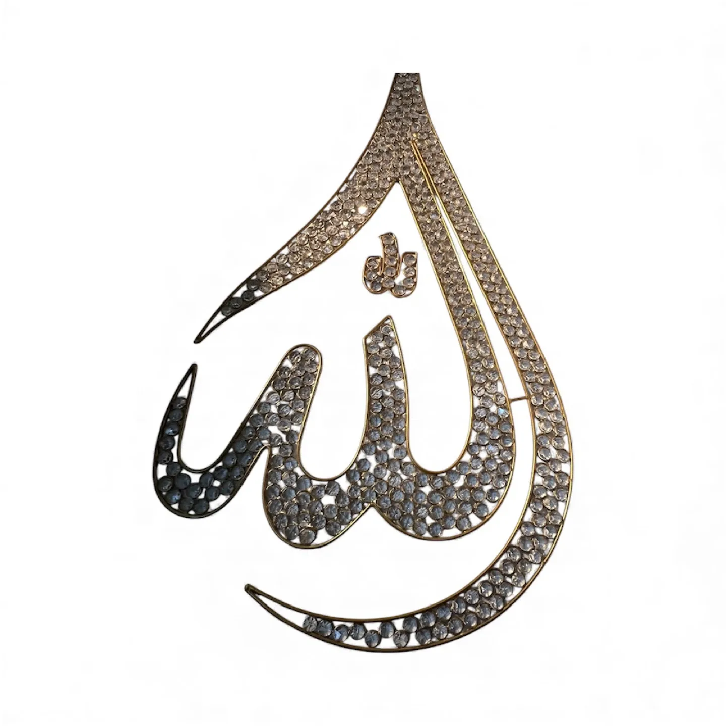 Teardrop metal wire Allah art with rhinestones