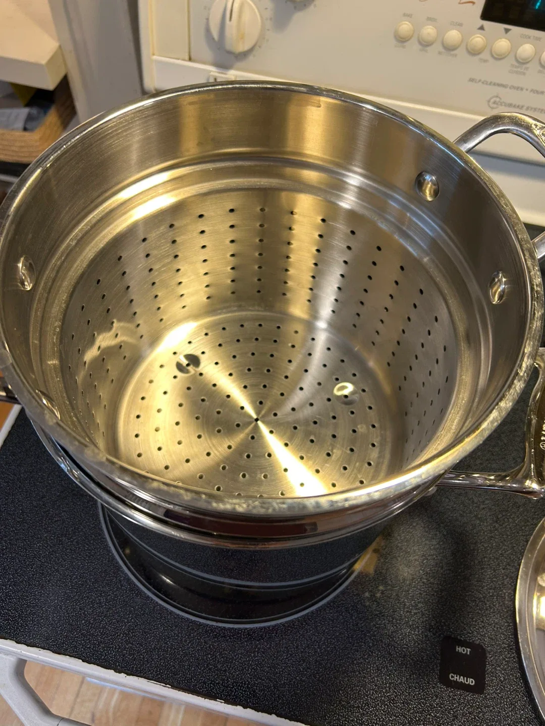 Cuisinart 9 Quart Stockpot soup Steamer Strainer + Lid stock pot image indicator(3)