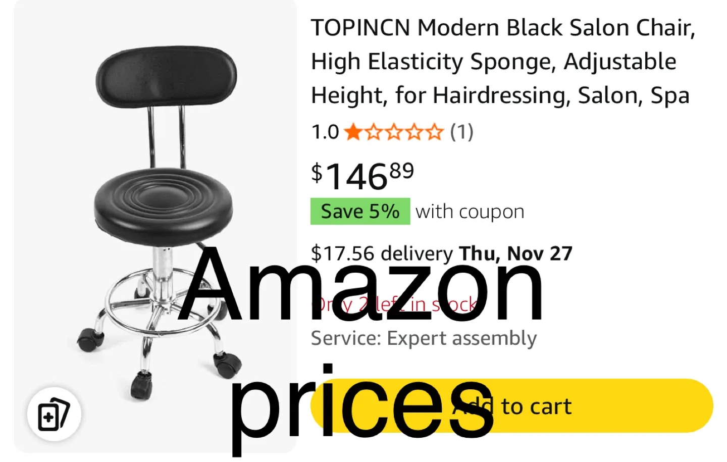 TOPINCN Modern Black Salon Chair