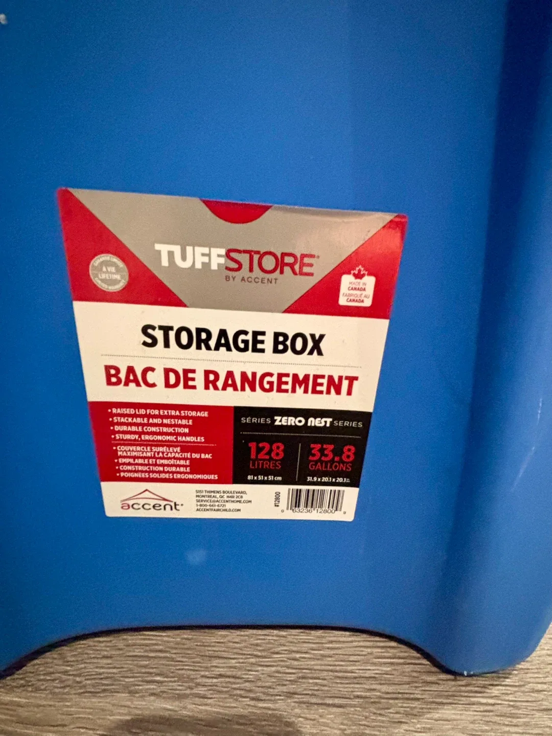 Storage Bins in blue leather and medium image indicator(3)