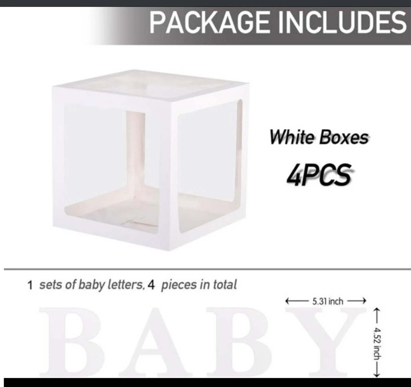 White Baby Letter Boxes - 4PCS - photo 2