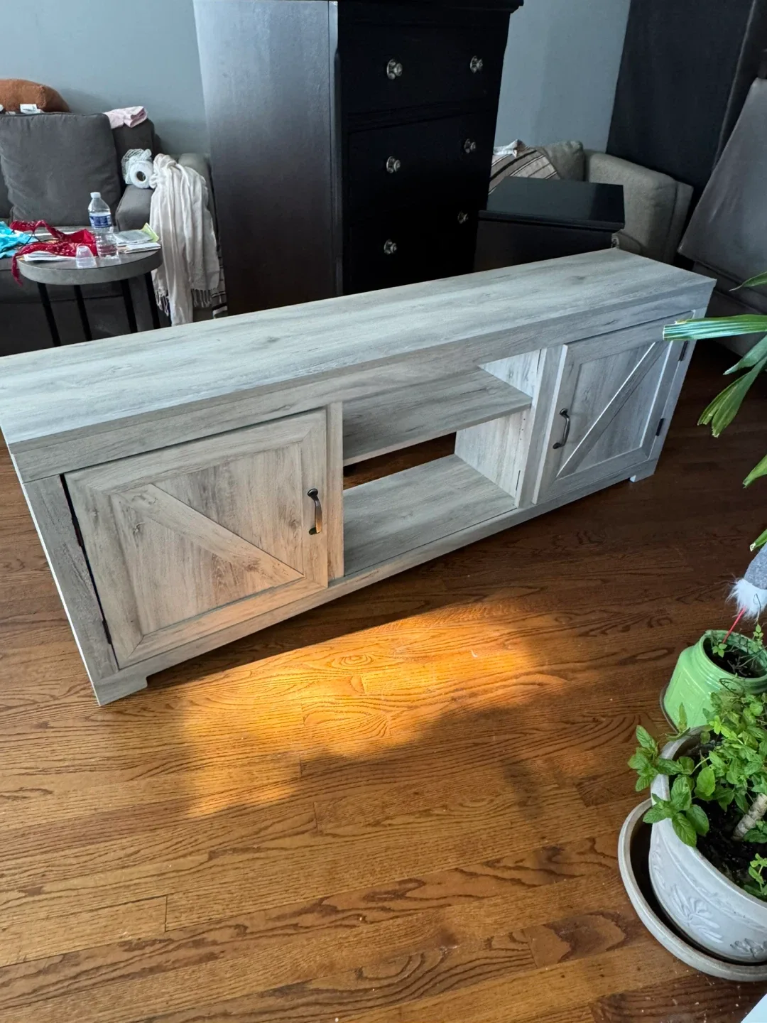 Whitewashed Wood TV Stand - 76" Length