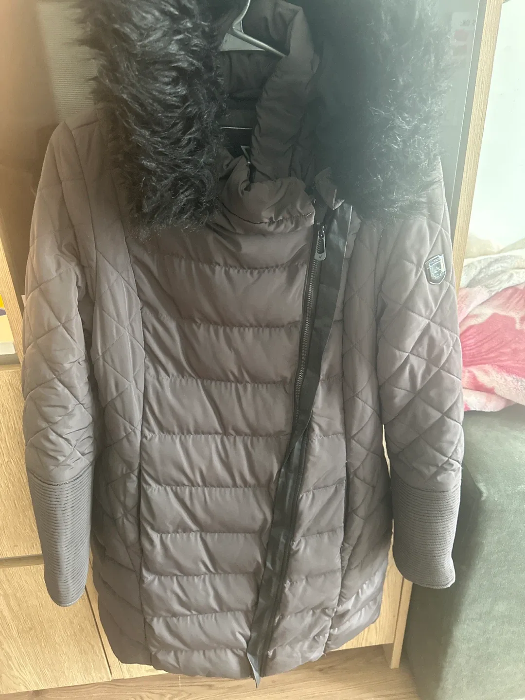 Calvin Klein Puffer Coat with Faux Fur Hood image indicator(2)